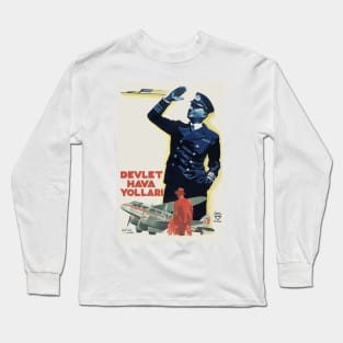 Devlet Hava Yollari Turkey Vintage Poster 1938 Long Sleeve T-Shirt